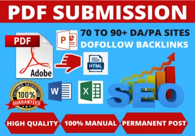 60 PDF Submission High authority low spam score website dofollow backlinks permanent link building
