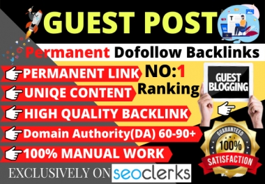 I will provide 20 guest posts on da 60to90+ websites with dofollow backlinks