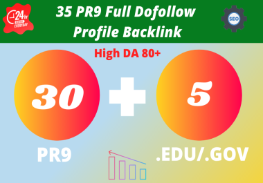 I will create 35 high DA 80+ & PA 80+ full Dofollow PR9 Profile Backlinks