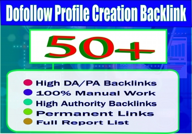 I will create 50 high DA 80+ & PA 80+ full Dofollow PR9 Profile Backlinks