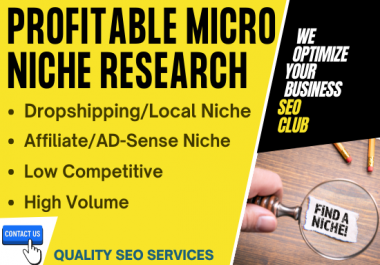 I will find you a low competitive,  high traffic,  profitable niches