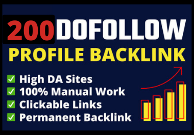 Create manual 200 High Quality DA 90-50 profile Backlinks