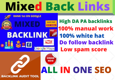 Create live 80 mixed Backlinks from high authority high domain white hat website