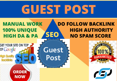 Write 500 words and publish to website 8 guest posts dofollow backlinks low spam score blog post
