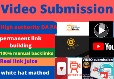 live 80 video submission dofollow backlinks high authority manual work high da white hat seo