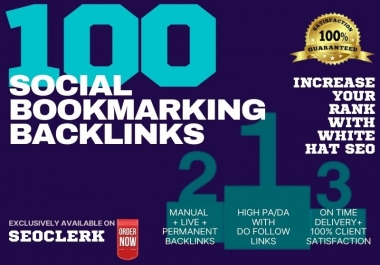I will Provide 100 High DA,  PA,  & PR Social Bookmarking Backlink Services