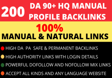 200 High domain authority dofollow profile backlinks safe permanent