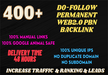 I will do 400+ web2.0 PBN Backlink in your website homage with HIGH DA/PA/TF/CF