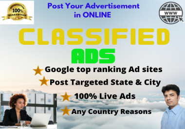 I will Post Your Ad 40 Top High Authority Classified Ads Posting Sites