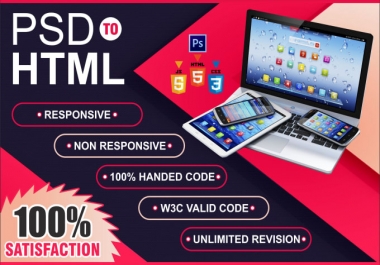 I will convert 1 page psd pdf figma to html responsive bootstrap 4