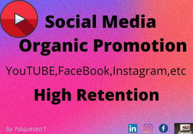 I will do premium social media organic promotion with high retention