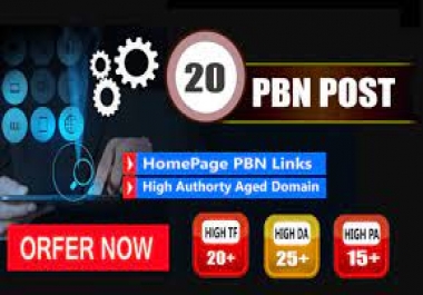 I will build 20 PBN high pa da tf cf homepage backlinks quality links
