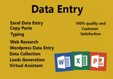 Data entry web research copy paste typing job