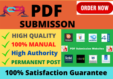 80 PDF Submission on High Authority Low Spam Score Websites Permanent Dofollow Backlinks