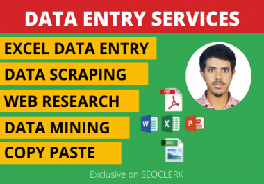 data entry,  data scraping,  copy paste and web research