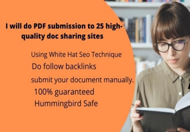 I will do PDF submission to 25 high-quality doc sharing sites