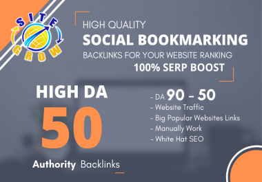 I will Build TOP 50 Social Bookmarking on High DA/PA Sites