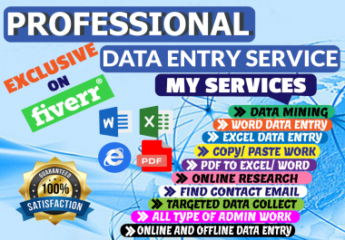 I will do data entry,  web scraping,  copy paste,  web research in 24 hours