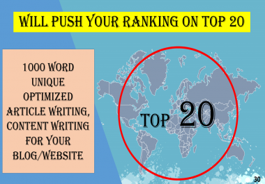 I will give you the latest news or article t will increase the ranking of your website to the top 20