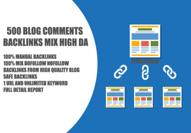 500 Blog Comments Backlinks Mix High DA
