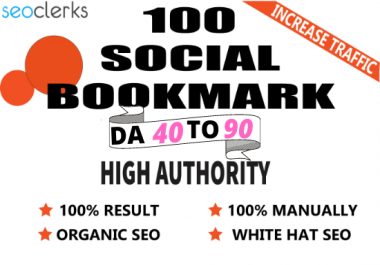 I will create 100 high-quality social bookmarking SEO backlinks for google ranking