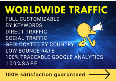 WORLDWIDE Web Traffic google analytics traceable by keywords geolocated low bounce rate