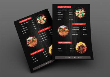 I will do a modern food menu,  digital menu or restaurant menu