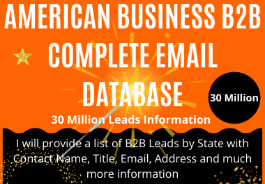 AMERICAN BUSINESS B2B COMPLETE EMAIL DATABASE FRO MARKATING