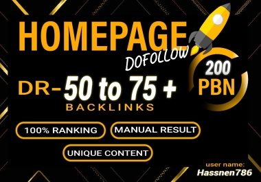 Build 200 PBN DR50 to75+ Permanents Homepage PBN Backlinks