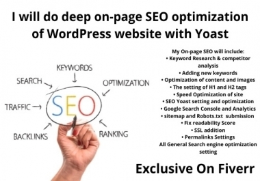 I will do deep on-page SEO optimization of WordPress website with Yoast