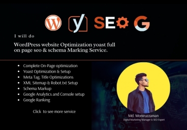 WordPress website Yoast on page SEO optimization service and schema marking