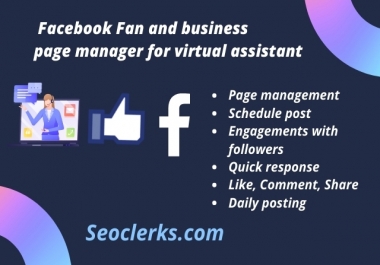 I will be your Facebook business page manager and Virtual assistant