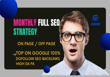 I will do monthly SEO service,  rank website first page of google