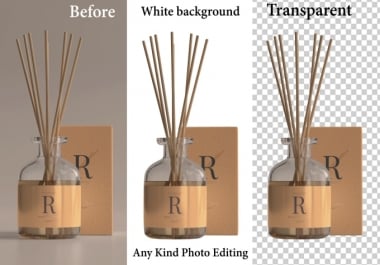 I will do amazon product photo editing white transparent background superfast