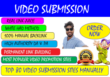 Live 80 Video Submission high authority permanent dofollow link building.