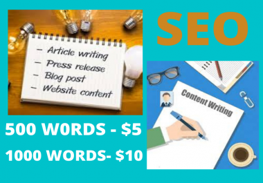 High quality 500 words SEO article writing and blog posts