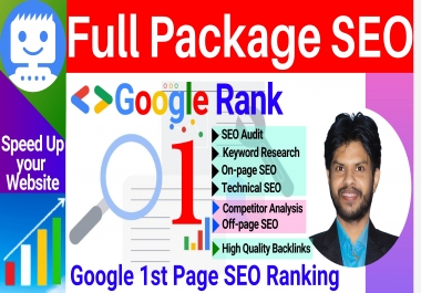 You will get a Full Package SEO service (SEO Audit, On-page SEO, Off-page SEO)