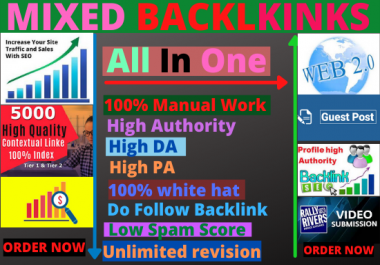 Build 110 mixed Backlinks from high authority website