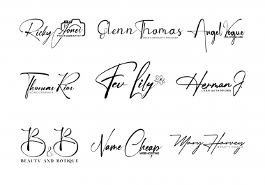 I will design feminine cursive signature type logo