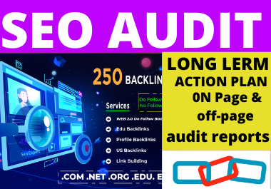 Create an expert SEO audit report with long term action plan to rank high