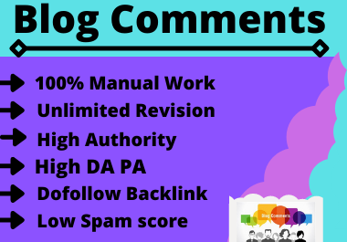 I Will create 50 Blog High DA Comments High Quality Manual Permanent Backlink