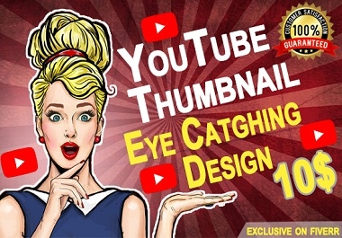 I will do design an amazing eye catching youtube thumbnail in 24 hours