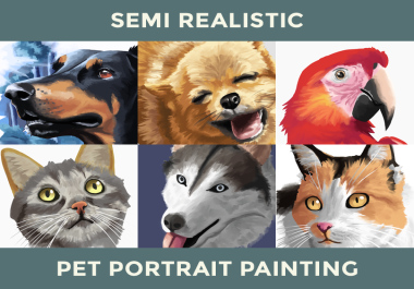I will paint semi realistic pet portrait