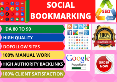 I will provide 80 social bookmarking on high authority do follow sites