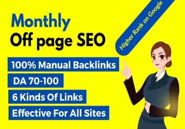 Monthly OFF PAGE SEO service for your website ranking on google
