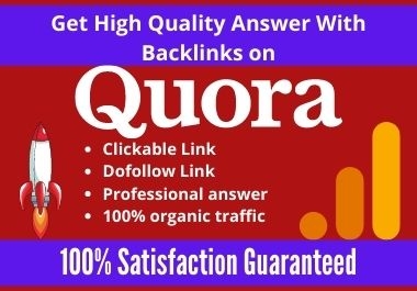 I will provide unique Quora Answers with 20 high Authority Backlinks
