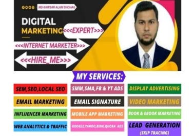 digital marketing services hire me for your niches, business or brand.