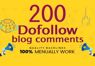 200 dofollow blog comments backlinks high DA PA