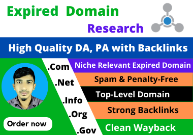 I will find expired domain for 301 redirect backlinks from top sites