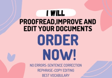 I will professionally edit,  proofread your content written in english